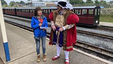 Julie's next task was to meet a monarch at the Bure Valley Railway in Wroxham