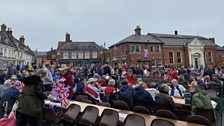 Despite the weather, on Aylsham Market Place the town's street party was in full swing!