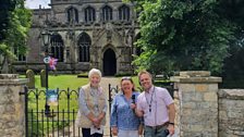 Next....Jennifer and Julie were waiting for Karl at the open gardens outside St Helens Church