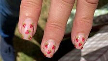 Someone taking it to the next level......Strawberry nails!   Can't stop though....time to move on...