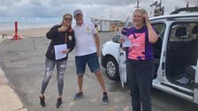 Rachel with Kim and the driver of the sand train Ian...