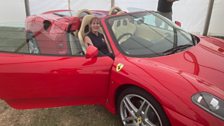 It was time to have a look at some classic cars....here's Emily in a Ferrari....