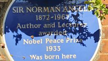 If you've walked past you may have noticed a blue plaque in honour of Sir Norman Angell who was awarded the Nobel Peace Prize