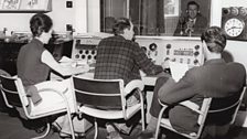 The radio control room at All Saints Green, with the studio through the glass, in June 1963