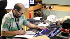 Sound Engineer Bill Maul during recording of The Journey of the Magi