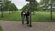 Julie with Keith, who put the clue in place for us in a village of several sundials!