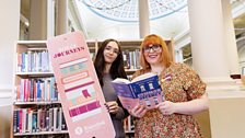 Olivia Robinson a member of Libraries NI at the launch of the Translink Novel Journeys Book Club with Mary-Ellen Lynn.