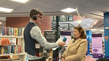 ̳ Radio Foyle's Mark Patterson chats with Mayor Cllr Patricia Logue in Derry Central Library during Love Your Library Day