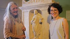 Valentina Garulli of Bologna University and Mary get up close to the boy poet at Centrale Montemartini museum