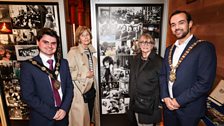 Mayor Kurtis Dickson, Lisburn and Castlereagh, Sophia Hillan and Marie Heaney and Lord Mayor Belfast Micky Murray