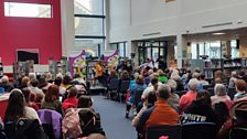 A quartet from the Ulster Orchestra performs in Antrim Library for Book Week 2024