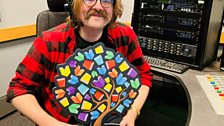 Steven Rainey in studio in Belfast with the Book Week tree