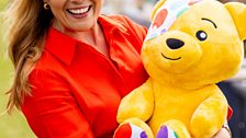 Presenter Christina Trevanion with Pudsey Bear