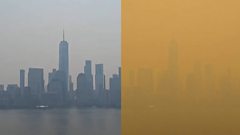 Canada wildfires clouds New York City sky for Yankees game