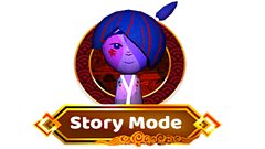 A character in the button saying story mode.