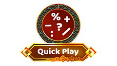 Different mathematical symbols in a circle with a banner saying quick play below.