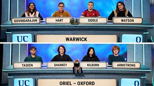 University Challenge - 2024/25: 24. Warwick V Oriel College, Oxford