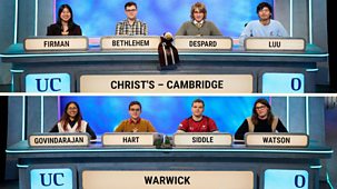 University Challenge - 2024/25: 29. Christ's College, Cambridge V Warwick