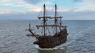 Replica of 17th Century Spanish boat docks in Great Yarmouth - BBC 