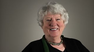 A woman with white hair