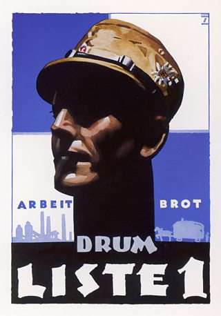 Poster showing the 'Work and Bread' slogan