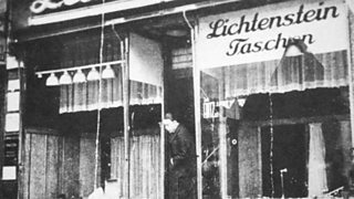 A shop damaged during Kristallnacht