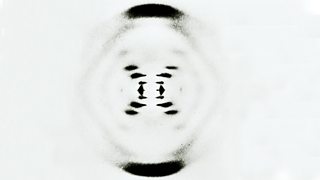 A photograph of an X-ray diffraction experiment on DNA 