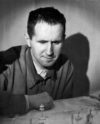 German playwright Bertolt Brecht playing chess, 1948