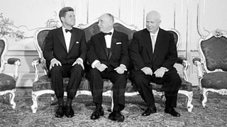 John F Kennedy, Adolf Schärf and Nikita Khrushchev
