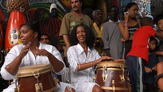 Ladies playing drums in Cuba