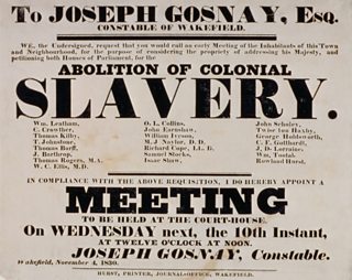Poster advertising a meeting about abolishing slavery