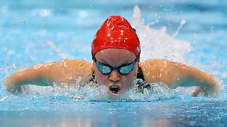 Paralymic swimmer Ellie Simmonds competing in the women's 200 m individual medley