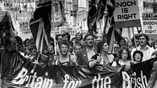 A photograph of an anti-Asian demonstration in favour of Enoch Powell, circa 1972.
