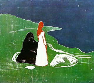 Two Women on the Shore, Edvard Munch, 1898, woodcut, World History Archive / Alamy Stock Photo