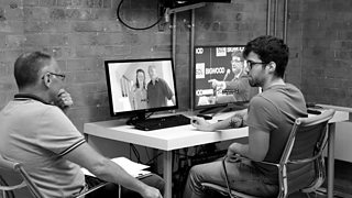 Researcher and participant during testing.