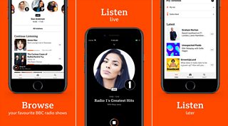 Screens from the BBC Sounds app.