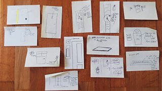 A selection of sketched ideas on post-it notes