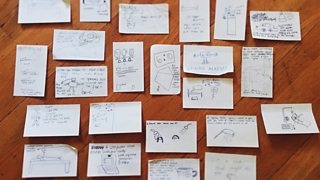 A final selection of sketched ideas on post-it notes