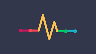 A multi-coloured line that implies an electrocardiogram heartbeat.