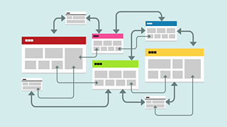 Illustration of different tv websites all connected in different ways.