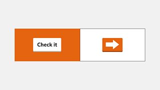 On the left a button with text on it. On the right a button with just an arrow symbol