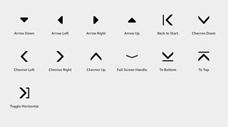 Graphic showing the contents of the Arrows icon set