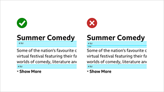 Graphic showing correct versus incorrect usage of component spacing.