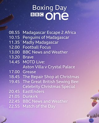 BBC - BBC One Christmas and New Year Schedules 2020