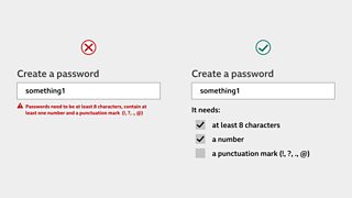 a better example of a password field with checkmarks that update as users meet each of the password requirements.