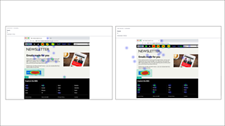 Click test – two screens with different call to actions, showing where participants have clicked