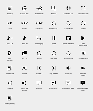 Graphic showing the contents of the Playback icon set