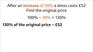 How to work out a percentage original value before percentage decrease ...