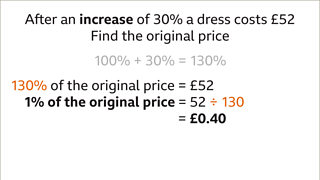 How to work out a percentage original value before percentage decrease ...