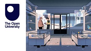 Explore a crime scene, find evidence and learn from forensics experts on The Open University website